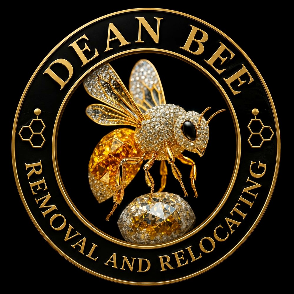 Ornate golden jewelled bee — the Dean Bee Removal emblem
